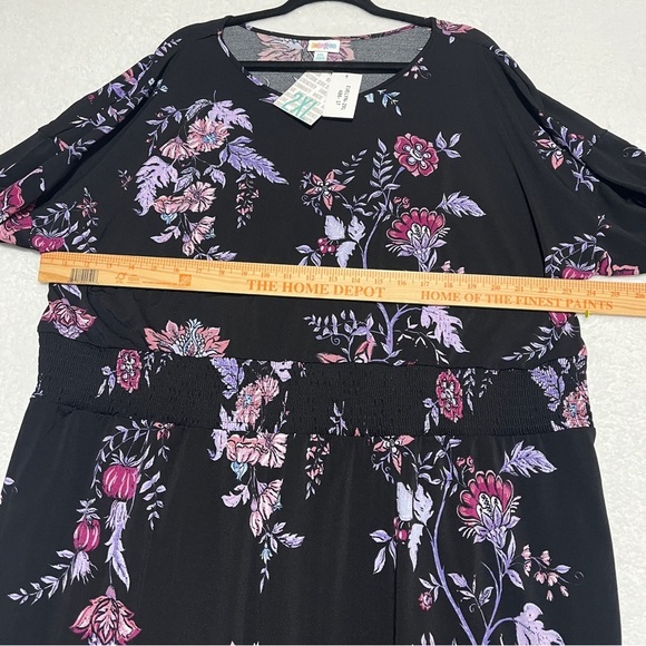LulaRoe Women Evelyn Maxi Dress Bracelet-length Sleeves Black Purple Floral 2XL - Picture 13 of 13
